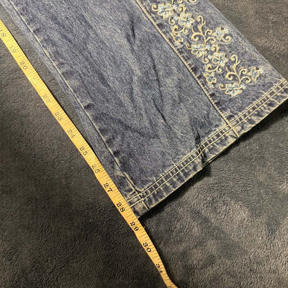 Vintage Y2K R21 Acid Wash Embroidered Bootcut Denim Jeans - Picture 10 of 11